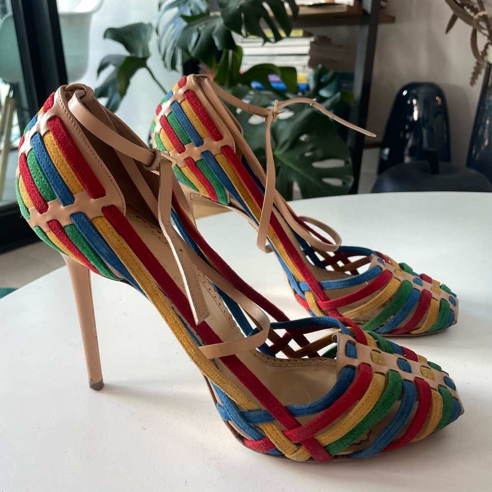 Charlotte Olympia Beige and Multi Colour Stiletto Heels